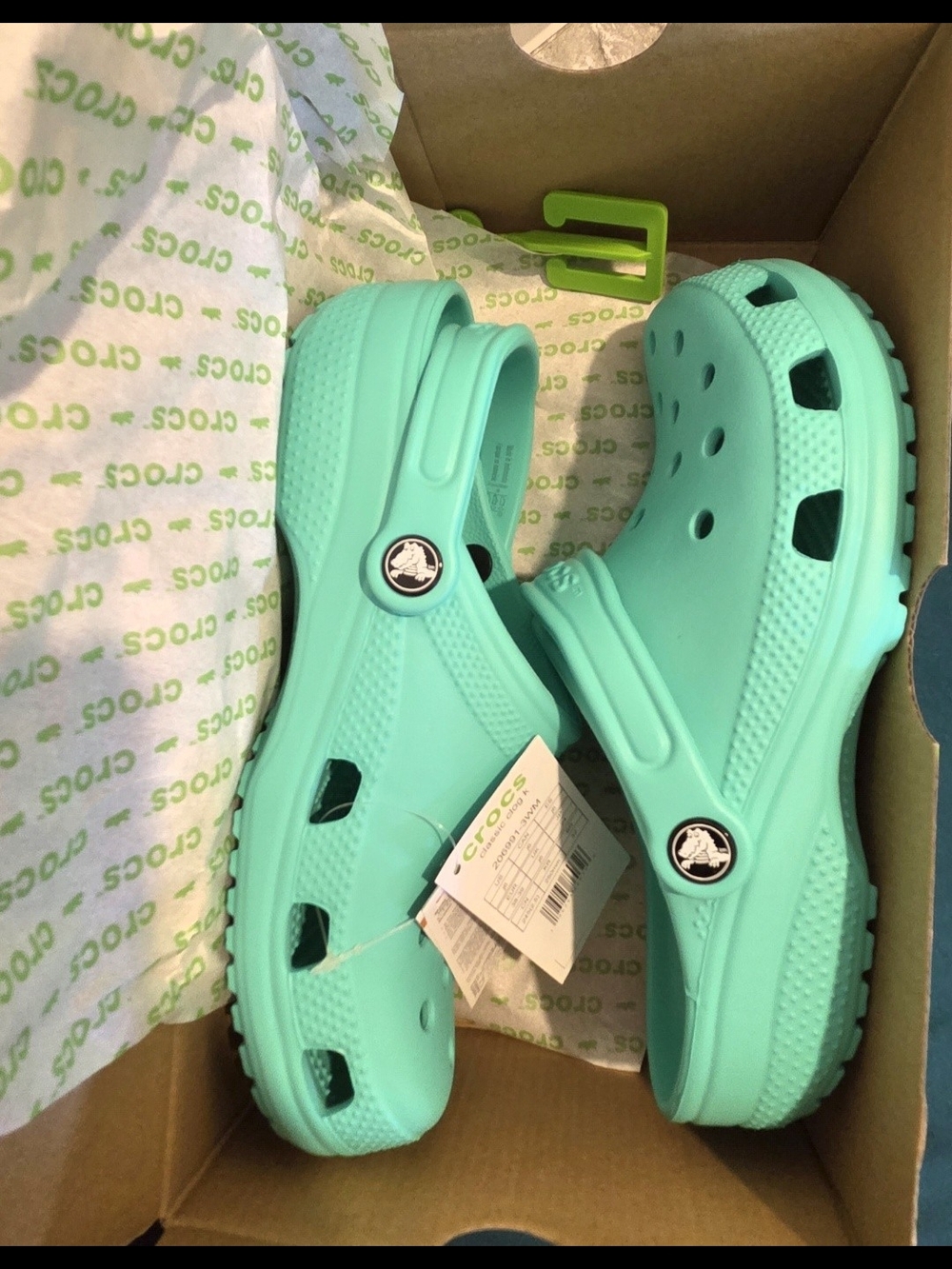 Crocs Kids Classic Clog Slip On Shoes Summer Spring Lagoon Green Kids Jr Sz 6 - Picture 4 of 6